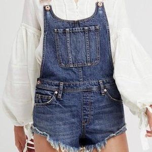 Free People Denim Short Overalls